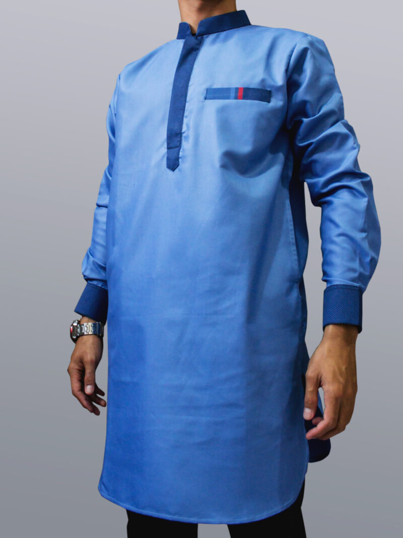 Baju kurta elegan terbaru warna biru langit, biru muda, baju muslim pakistan ternyaman